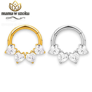 Kolczyk clicker do septum z cyrkonią w kształcie serca z tytanu