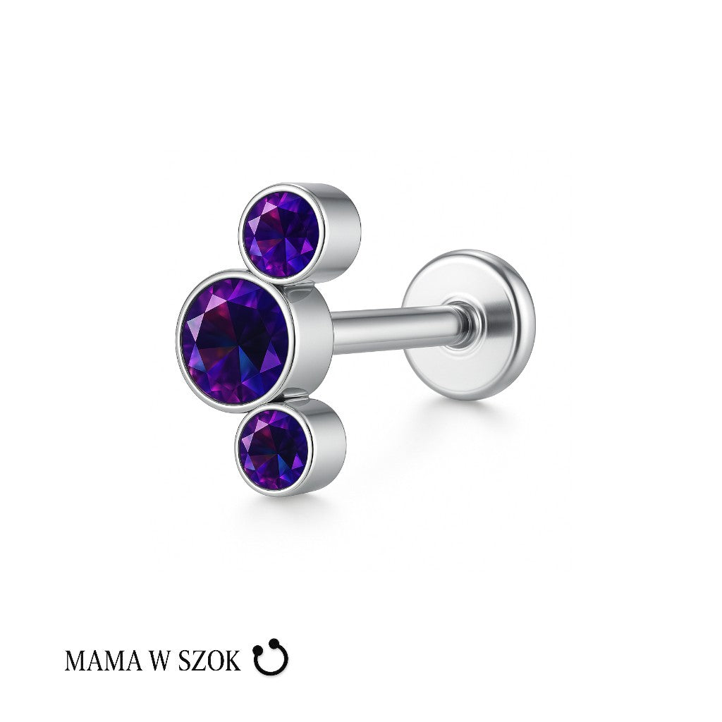 Labret z trzema cyrkoniami z tytanu – zdjęcie 10