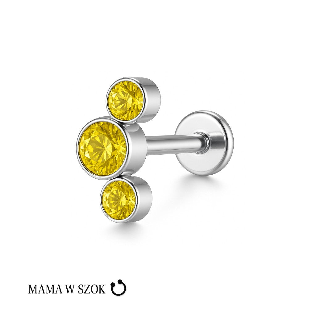 Labret z trzema cyrkoniami z tytanu – zdjęcie 8