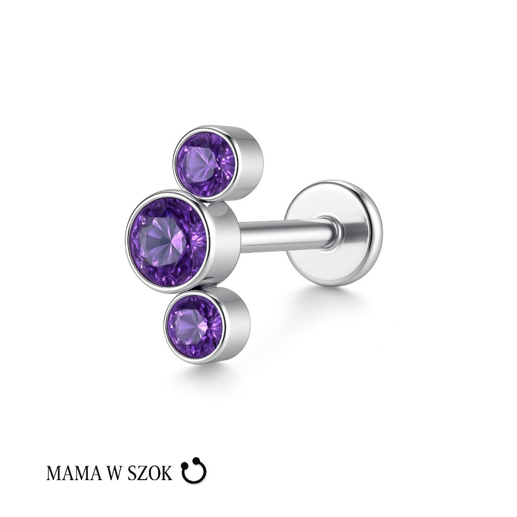 Labret z trzema cyrkoniami z tytanu – zdjęcie 4
