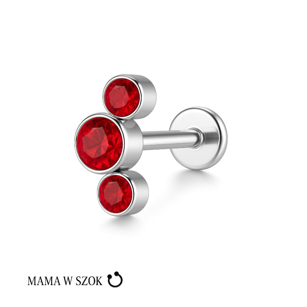 Labret z trzema cyrkoniami z tytanu – zdjęcie 3