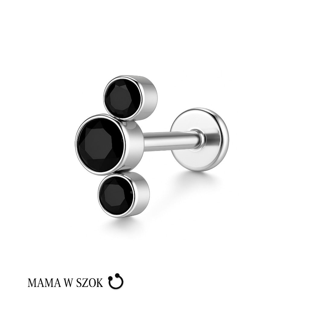Labret z trzema cyrkoniami z tytanu – zdjęcie 2