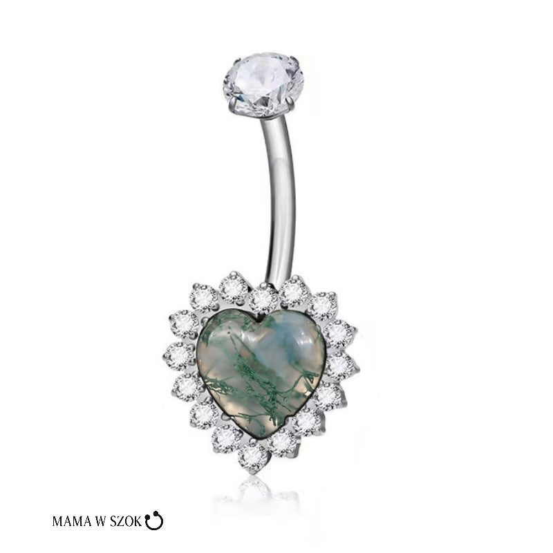 Kolczyk do pępka banan z dużą cyrkonią w kształcie serca, z tytanu chirurgicznego ASTM F-136 – zdjęcie 14