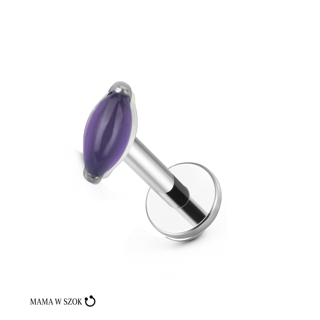 Labret w kształcie liścia z opalem z tytanu – zdjęcie 3