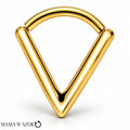 Złoty kolczyk clicker w kształcie litery V, tytan PVD Gold Premium