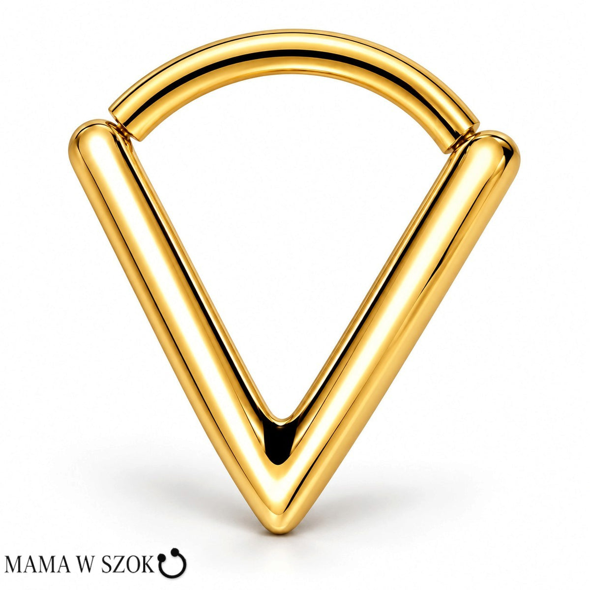 Złoty kolczyk clicker w kształcie litery V, tytan PVD Gold Premium