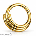 Złoty kolczyk clicker potrójne kółko z tytanu PVD gold
