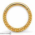 Złoty kolczyk clicker kółko z koralikowym zdobieniem, tytan ASTM F-136 PVD Gold Premium – helix, daith, tragus