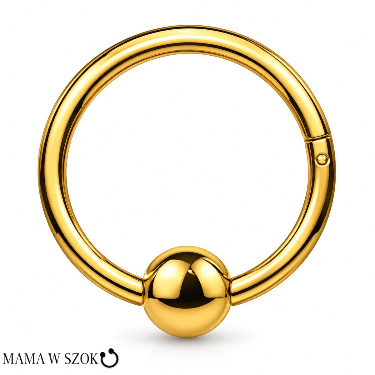 Złoty kolczyk clicker z kulką, tytan PVD Gold Premium