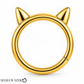 Złoty kolczyk clicker z kocimi uszkami z tytanu PVD Gold Premium – Mama w szoku