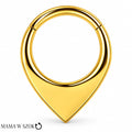 Złoty kolczyk clicker łezka z tytanu PVD Gold Premium – Mama w szoku