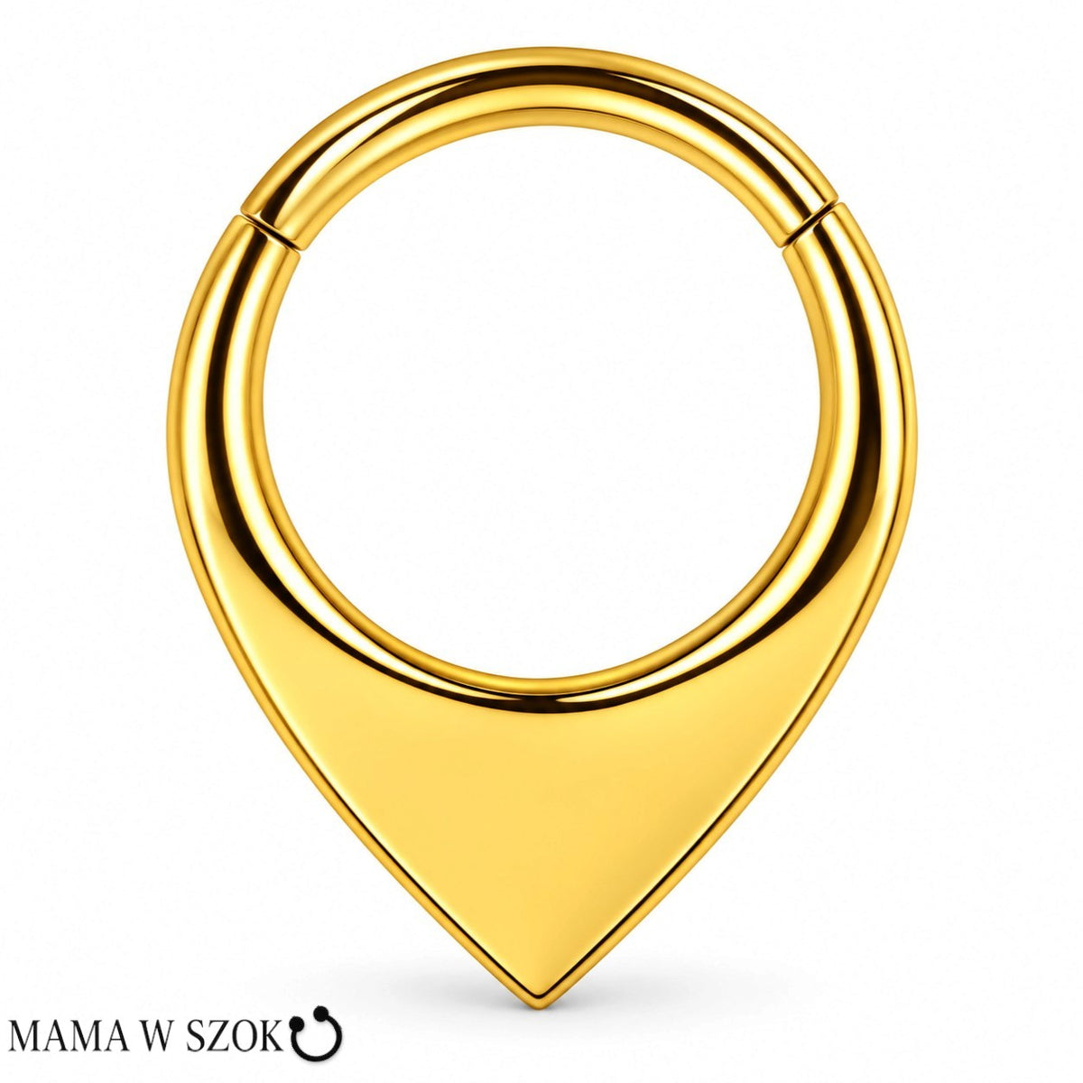 Złoty kolczyk clicker łezka z tytanu PVD Gold Premium – Mama w szoku