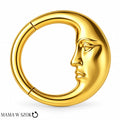 Złoty kolczyk clicker księżyc z twarzą z tytanu PVD Gold Premium – Mama w szoku