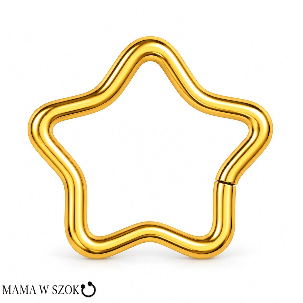 Złoty kolczyk clicker gwiazda z tytanu PVD Gold Premium – Mama w szoku