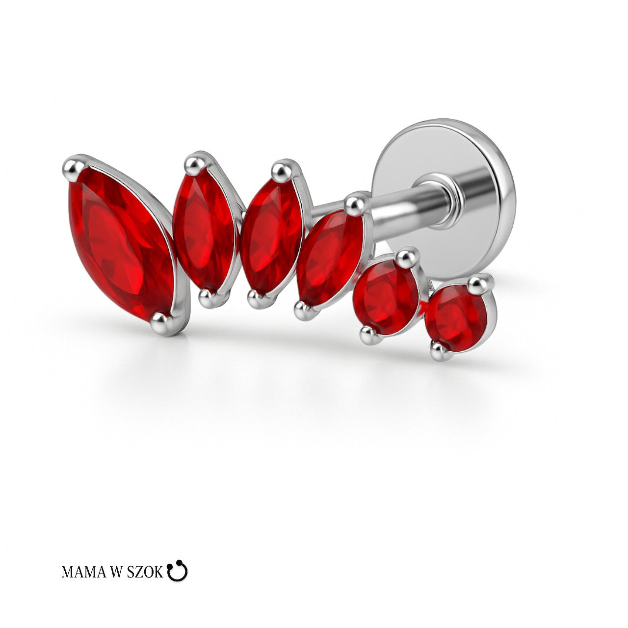 Labret cluster z cyrkoniami w kształcie liści z tytanu – zdjęcie 4