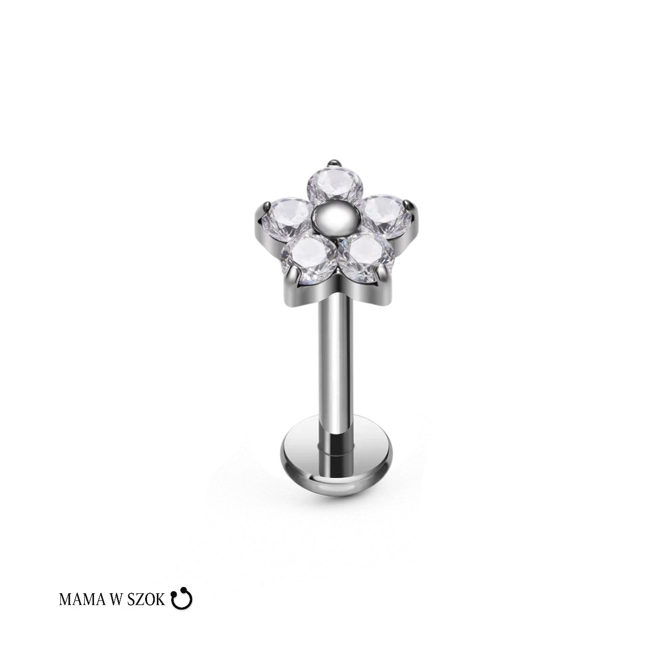 Labret kwiat z cyrkoniami – zdjęcie 4