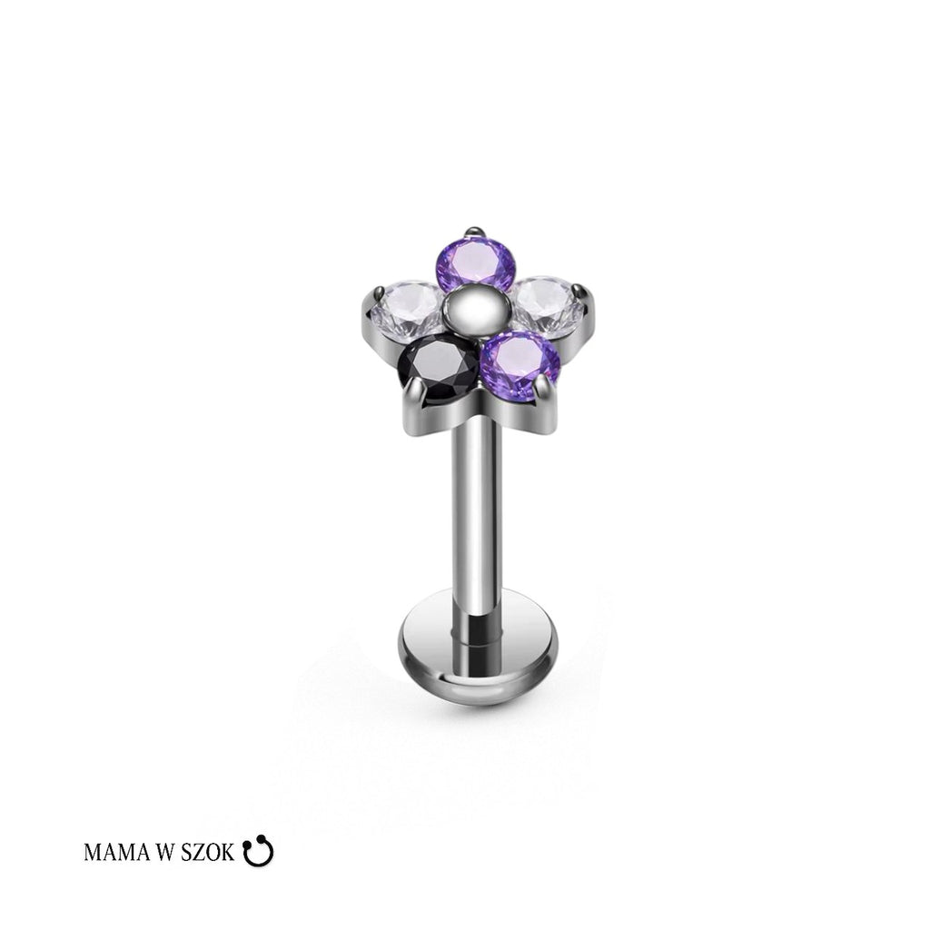 Labret kwiat z cyrkoniami – zdjęcie 6
