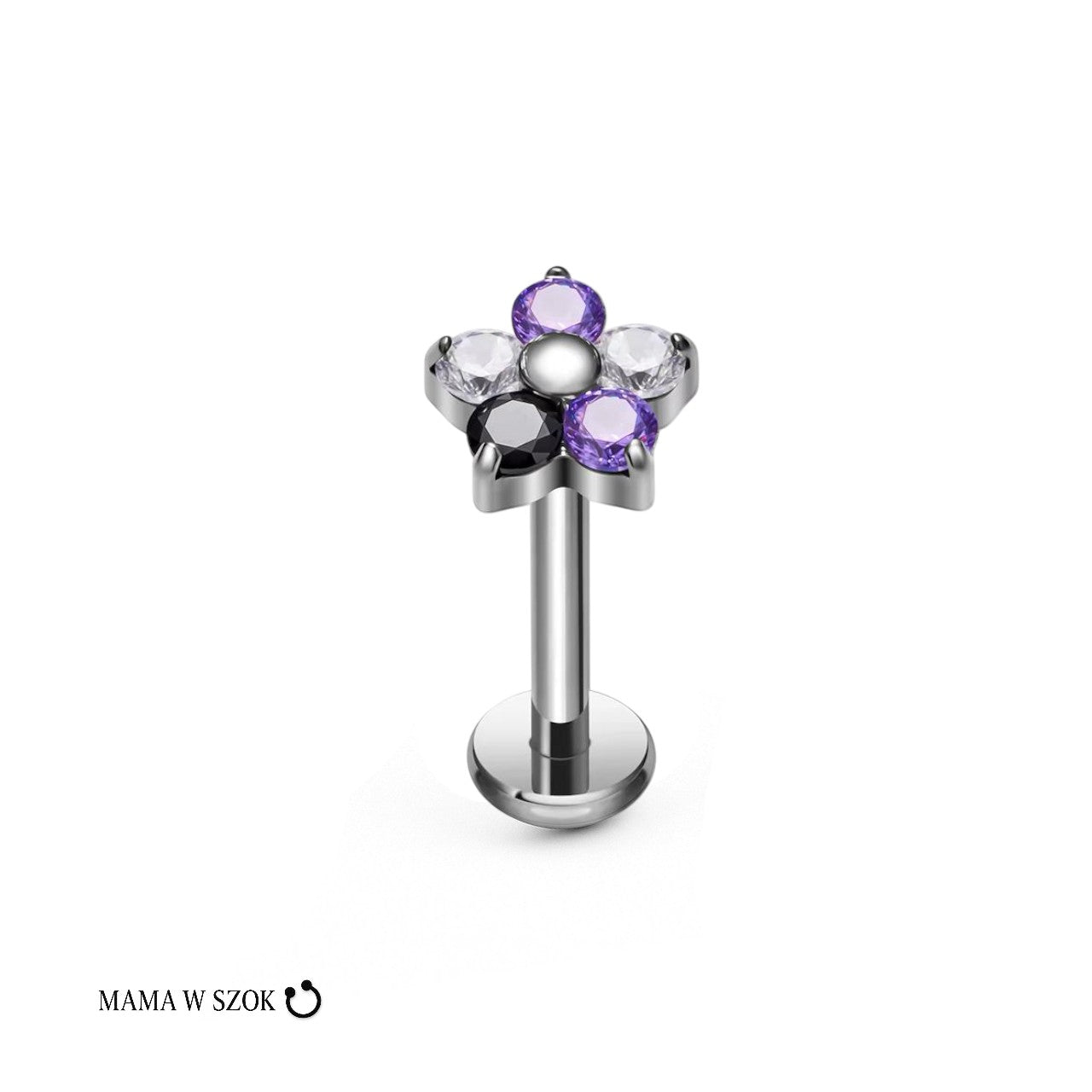 Labret kwiat z cyrkoniami – zdjęcie 6