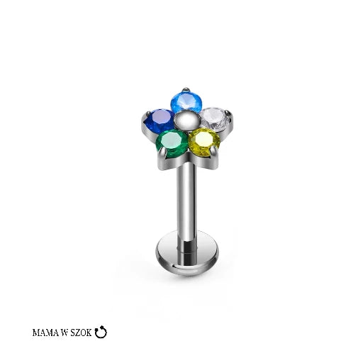Labret kwiat z cyrkoniami – zdjęcie 9