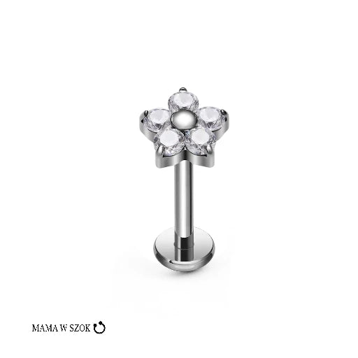 Labret kwiat z cyrkoniami – zdjęcie 10