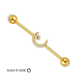Złota sztanga industrial z księżycem