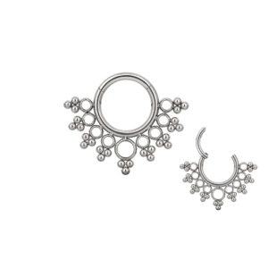 Titanium Hinged Segment Hoop Ring With O-Ring and Clustered Tribal Beads 1413 (Kopia)